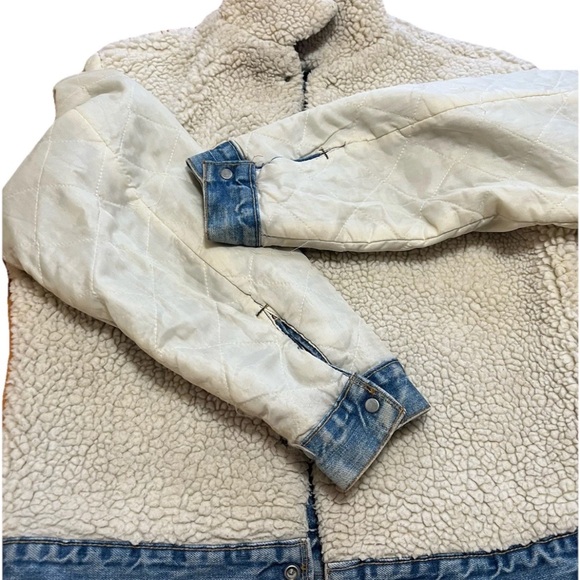 Vintage Levi’s 70505 Sherpa Trucker Jacket Size 42 Light Stonewash USA Made - Picture 13 of 16